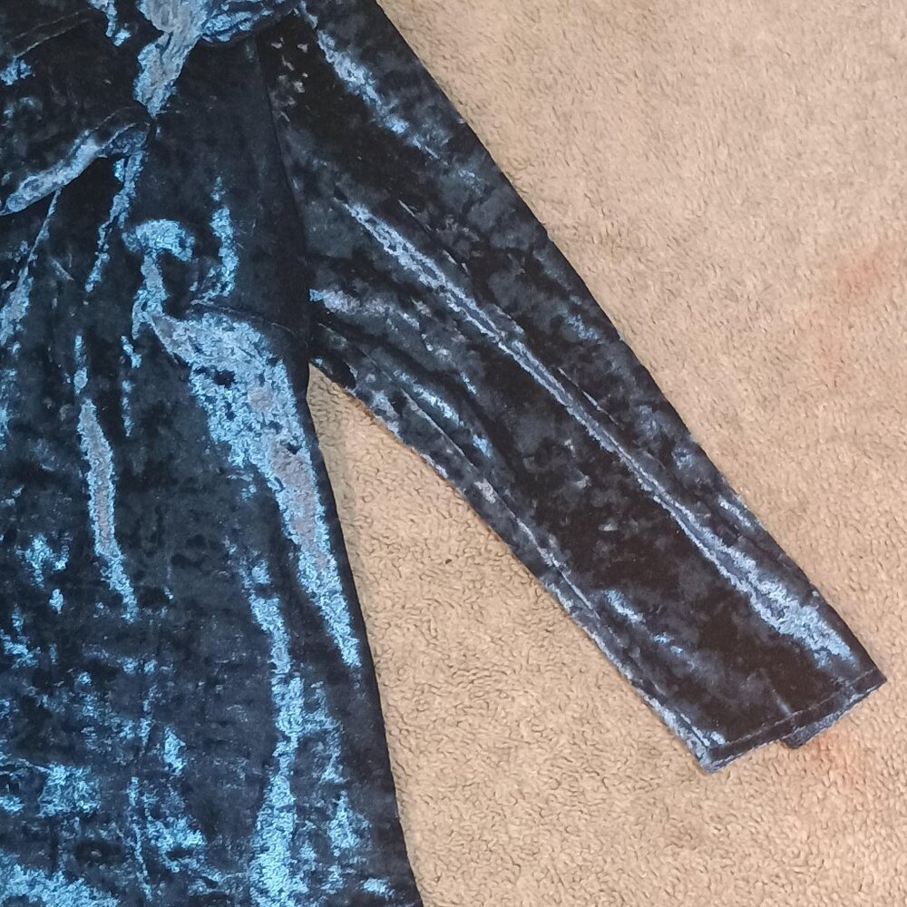 Anthropologie Entro/Ruffle Blouse/Womens Small/Royal Blue/Velvet Whimsigoth - Picture 9 of 11
